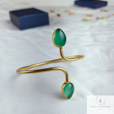 Green chalcedony bangle, 14k gold plated bangle, boho bangle, adjustable bangle, Green stone bangle, Gift, Gift For Her, Chalcedony Jewelry